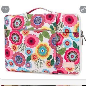Sanfan Laptop Sleeve Case Bag Bright Floral Print 15 inch Padded
